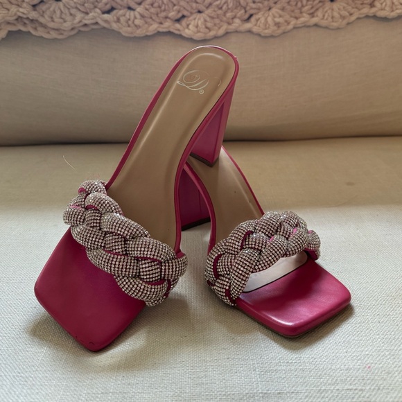 Hot pink Rhinestone block heels - Picture 1 of 3